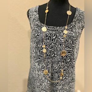 N119 Extra long Chico’s Gold Hammered Disks Necklace
